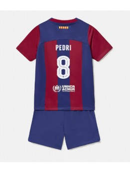 Barcelona Pedri Gonzalez #8 Heimtrikotsatz für Kinder 2023-24 Kurzarm (+ Kurze Hosen)